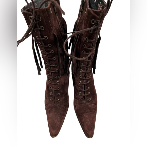 BEBE Suede Heeled Fringe Boots, size 7.5 - Picture 5 of 16